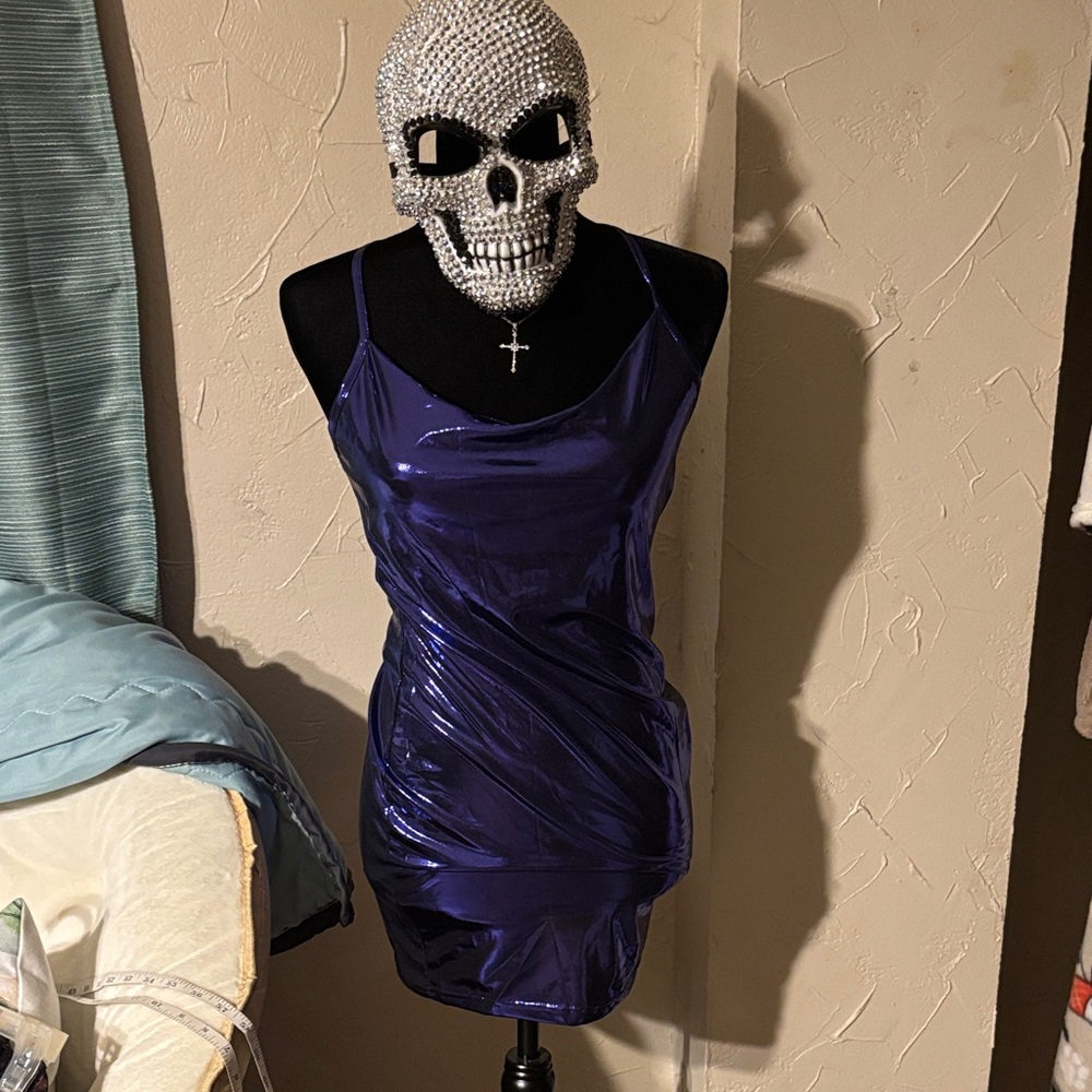 Shiny Metallic Purple Night Club Dress (80s Vibe) NEVER WORN